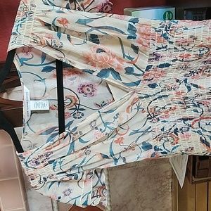 Diane von Furstenberg Silk Lycra Blouse with Silk Cami Peach Floral Pattern sz 8